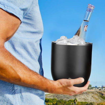SNOWFOX Plus, Premium Vacuum Insulated Stainless Steel Ice Bucket with Lid/Scoop, Home Bar