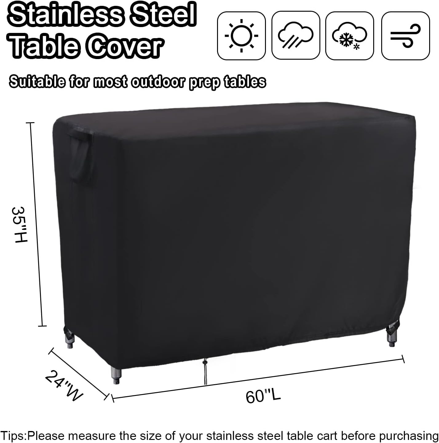 Kingling Outdoor Prep Table Covers, Waterproof Stainless Steel Table Cover Metal Table Cover