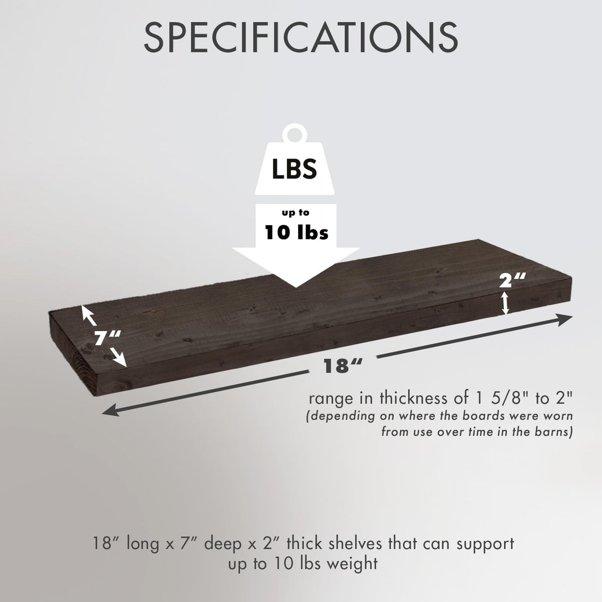 Urban Legacy Reclaimed Barnwood Planks | Floating Shelves for Wall w/Flush Mount Shelf Bracket Set