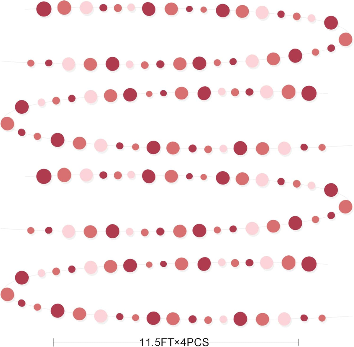Burgundy Dusty Pink Decorations Circle Dot Garland Maroon Pink Hanging Polka Dot Streamer Banner
