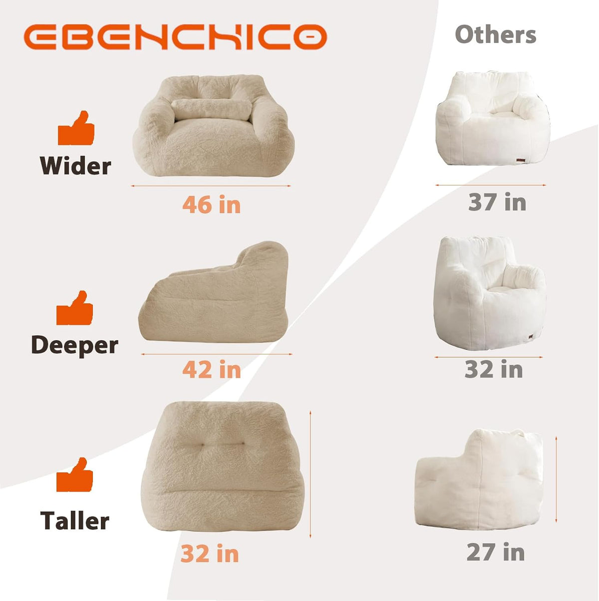 Bean Bag Chair for Adults with Pillow,Oversized Bean Bag Couch for Adults Chairs,Giant Lazy Couch