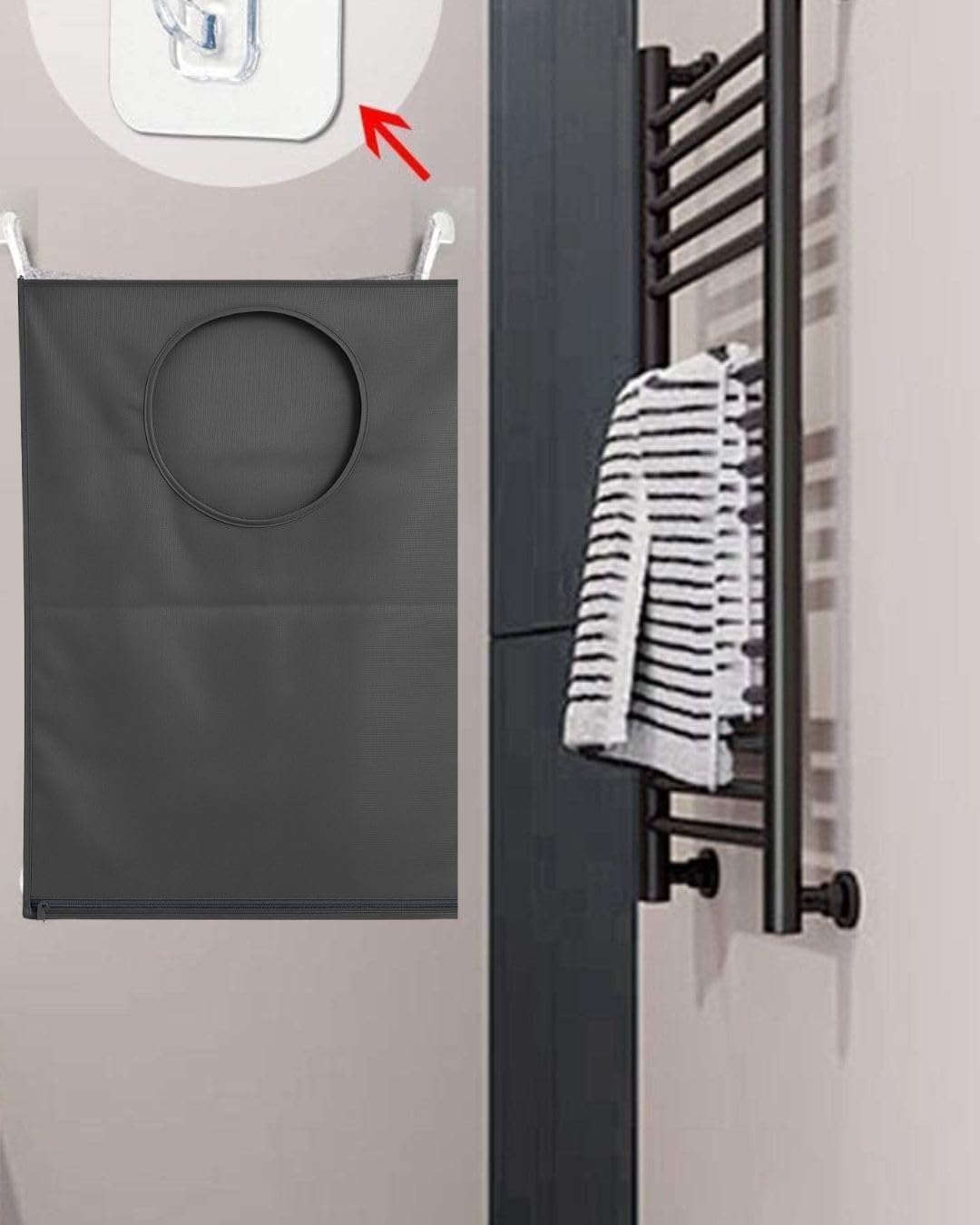 Hanging Laundry Hamper Bag – Space-Saving Dirty Clothes Storage with Free Adjustable Stainless