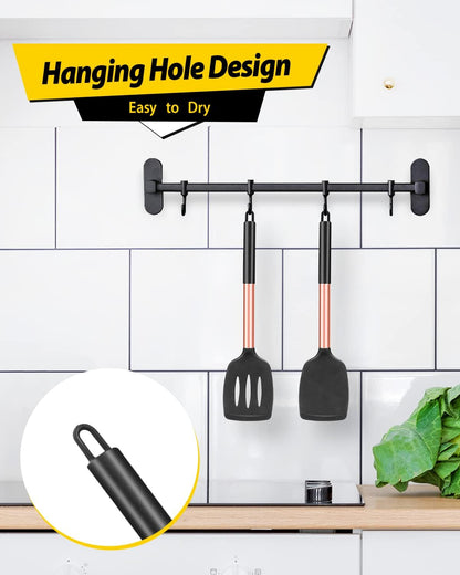 Pack of 2 Silicone Solid Turner, Non Stick Slotted Kitchen Spatulas, High Heat Resistant BPA Free