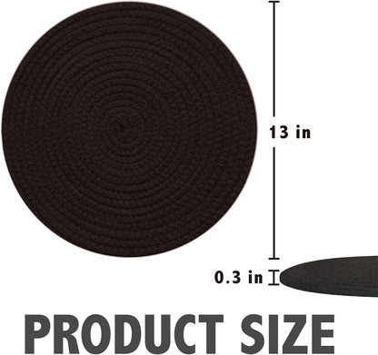 Round Placemats Set of 6, Cotton Rope Woven Table Mats, Hot Pads for Kitchen, Non Slip Heat