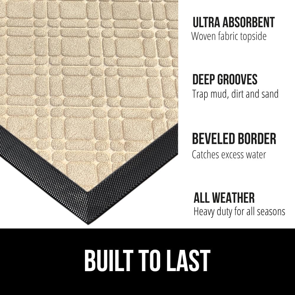 GORILLA GRIP 100% Waterproof All-Season WeatherMax Doormat US Designed Natural Rubber, Stain and