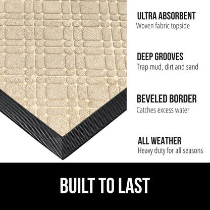 GORILLA GRIP 100% Waterproof All-Season WeatherMax Doormat US Designed Natural Rubber, Stain and