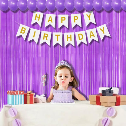 BRAVESHINE Tinsel Photo Backdrop Curtains - 2Pcs 3.2x8.2ft Pastel Purple Foil Fringe Streamer