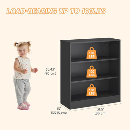 3-Tier Metal Open Shelf Bookcase, Bookcase with Adjustable Shelves, Floor Standing Book Shelf