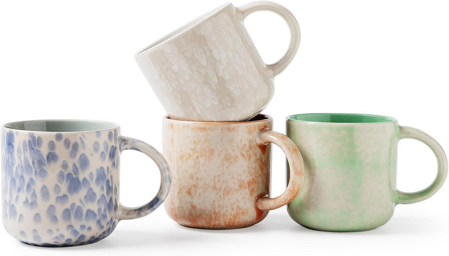 12 OZ Coffee Mugs Set of 4, Modern Ceramic Coffee Mugs Set with handle for