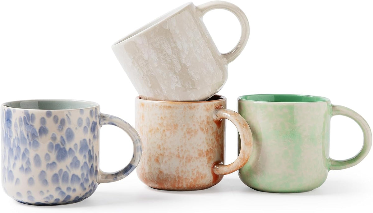 12 OZ Coffee Mugs Set of 4, Modern Ceramic Coffee Mugs Set with handle for
