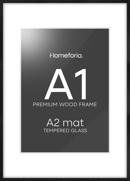 Homeforia Black Wood A1 Frame, High End Oak 23.4 x 33.1 Black Wooden Poster Frames Matted to 16.5