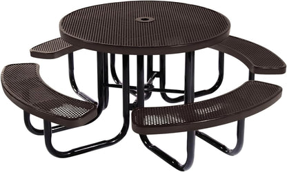 Heavy-Duty Portable Outdoor Picnic Table with Umbrella Hole, Punched Steel Commercial-Grade Patio