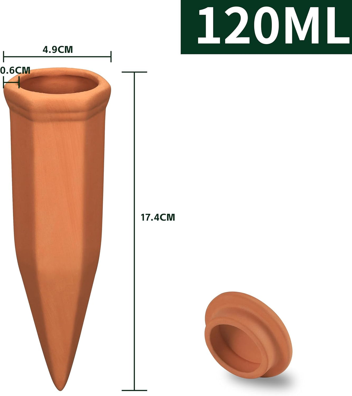 Large Terracotta Watering Spikes with Lids, Automatic Plant Waterer Outdoor | Indoor, Vacation