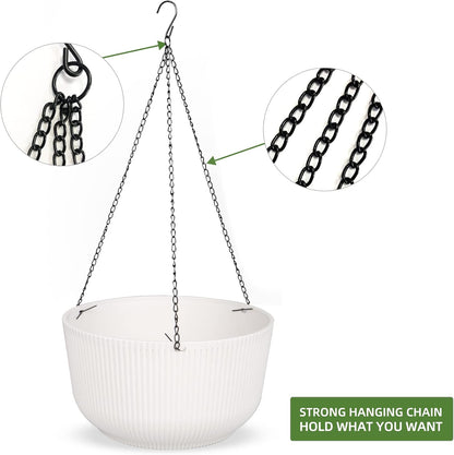 Dexceder 11.2 Inch Self Watering Hanging Planters Indoor Outdoor, Thickened Hanging Basket Flower