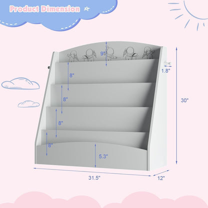 5-Tier Kids Bookshelf Montessori Toddler Book Rack Baby Bookcase Floor Front Facing Magazine