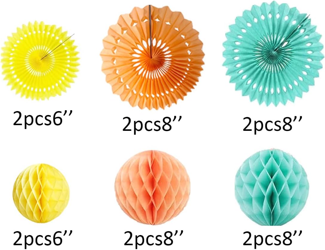 12pcs 6’’ 8’’ Honeycomb Balls Tissue Paper Fans Party Honeycomb Ball Fans Wall Tissue Pom Poms