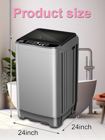 Full Automatic Washing Machine with LED Display, 25 lbs Portable Washer Drain Pump, 10 Programs & 8