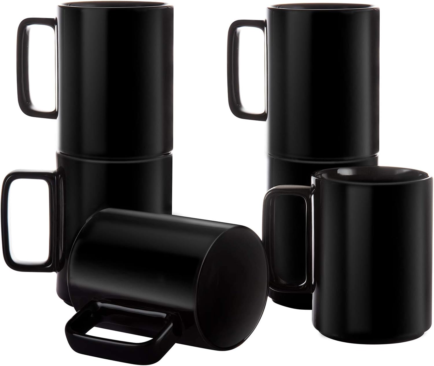 E-liu Porcelain Tea Mugs Coffee Mug Set, Large 15 Ounces Cups for Coffee, Tea, Cocoa, and Mulled