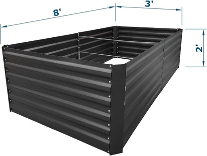 8x3x2FT Metal Raised Garden Bed Kit, Galvanized Outdoor Garden Bed Planter Box for Vegetables