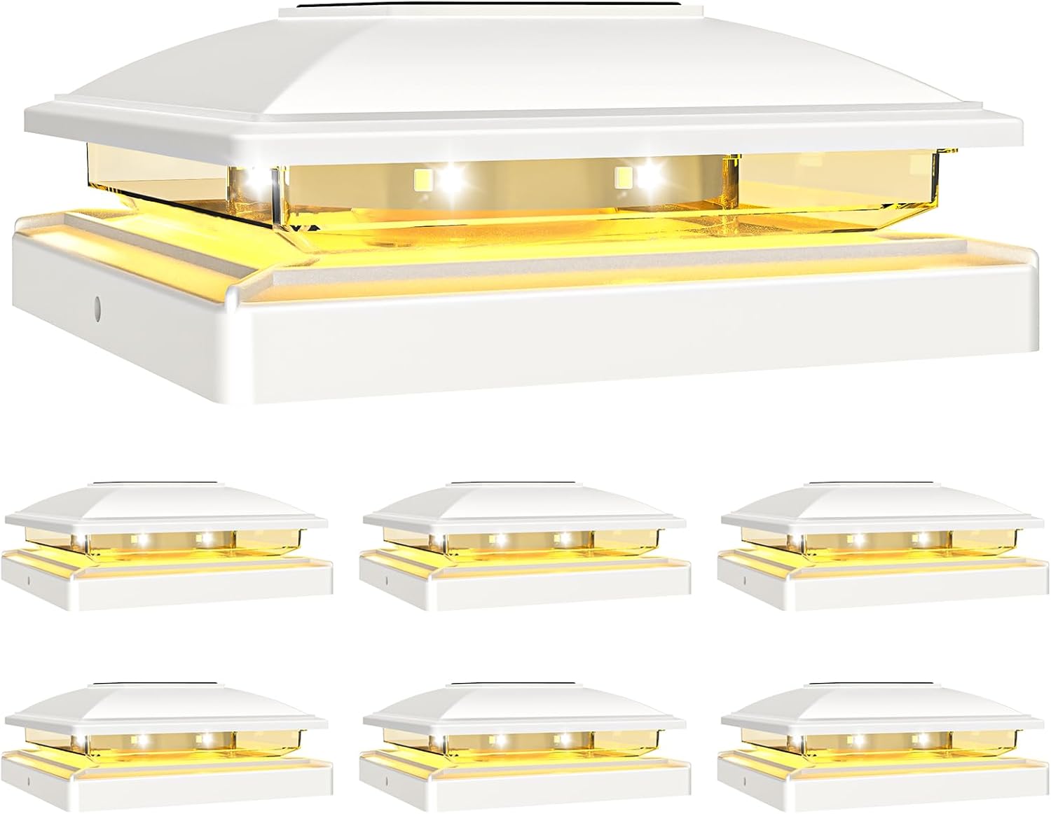 VOLISUN Solar Post Cap Light Outdoor Waterproof 6pack,Solar Fence - Post Lights for 4x4 5x5 6x6