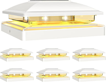 VOLISUN Solar Post Cap Light Outdoor Waterproof 6pack,Solar Fence - Post Lights for 4x4 5x5 6x6