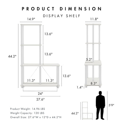 Homes: Inside + Out Apexa Modern 4-Cube Ladder Shelving Units, Collectibles Display Shelves, Easy