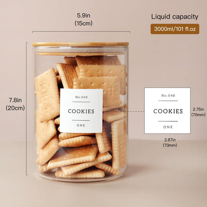Set of 2 Large Glass Flour and Sugar Containers - 100 Fl oz Thicken Glass Storage Jars with