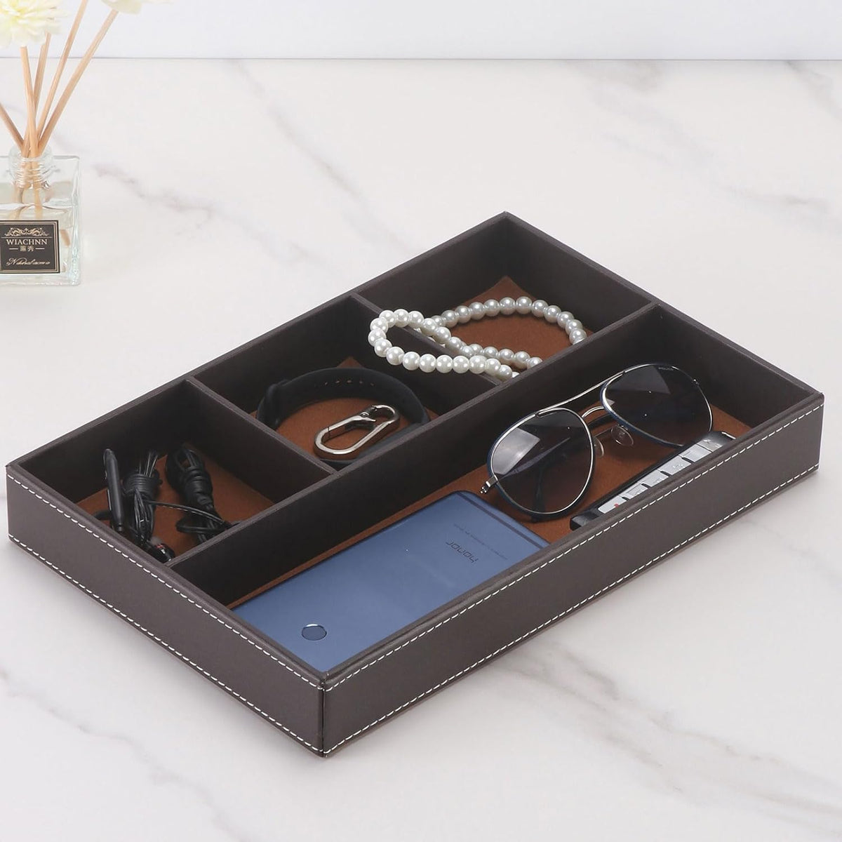 Desktop Storage Organizer, Nightstand or Dresser Organizer, Valet Tray, Entry Table Organizer