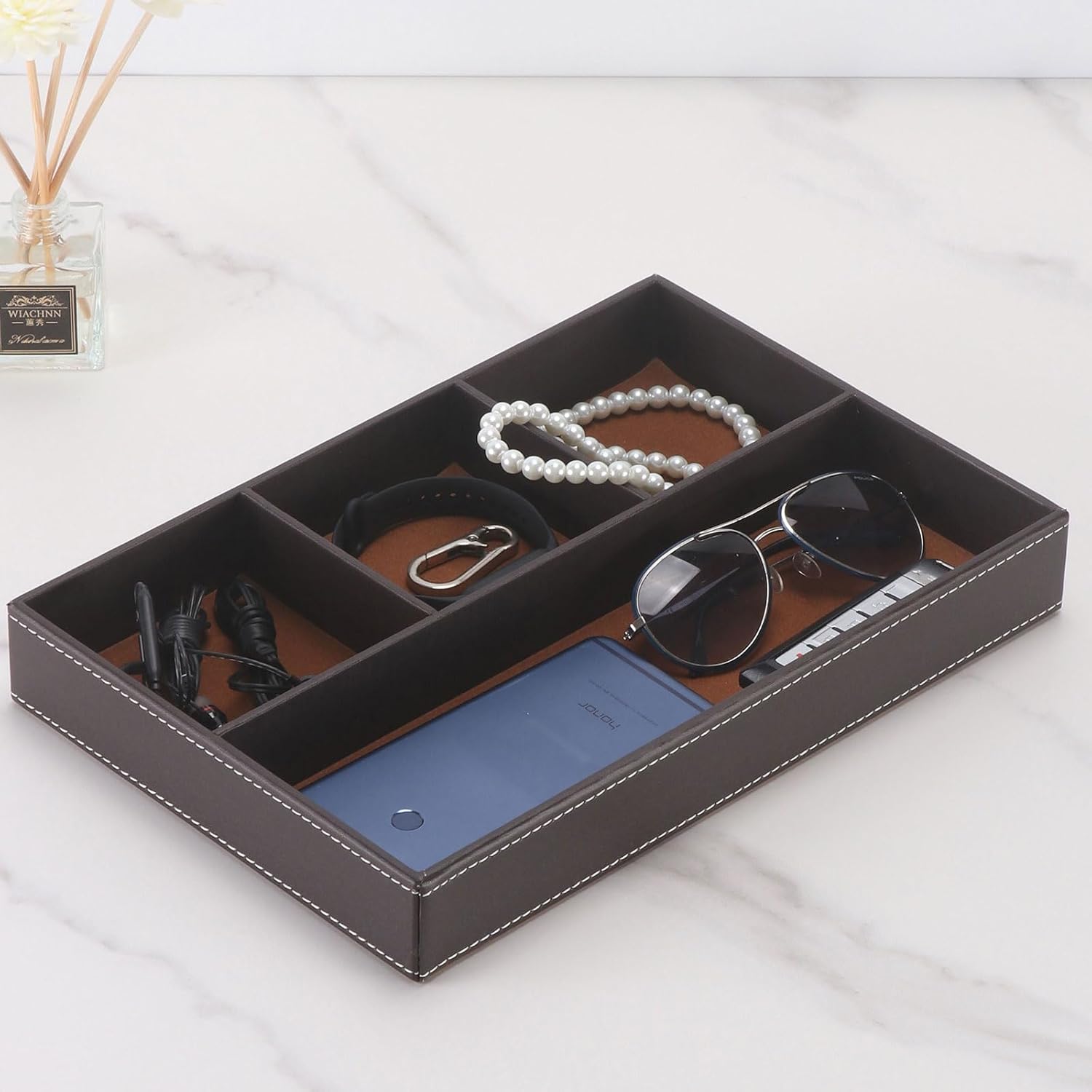 Desktop Storage Organizer, Nightstand or Dresser Organizer, Valet Tray, Entry Table Organizer