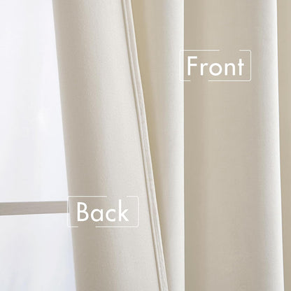 MIULEE Ivory Velvet Curtains Thermal Insulated Blackout Curtain Drapes for Bedroom Living Room