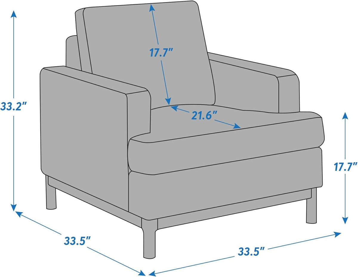 Oversized Accent Chair, Mid Century Modern Upholstered Armchair for Living Room, Comfy Chair for