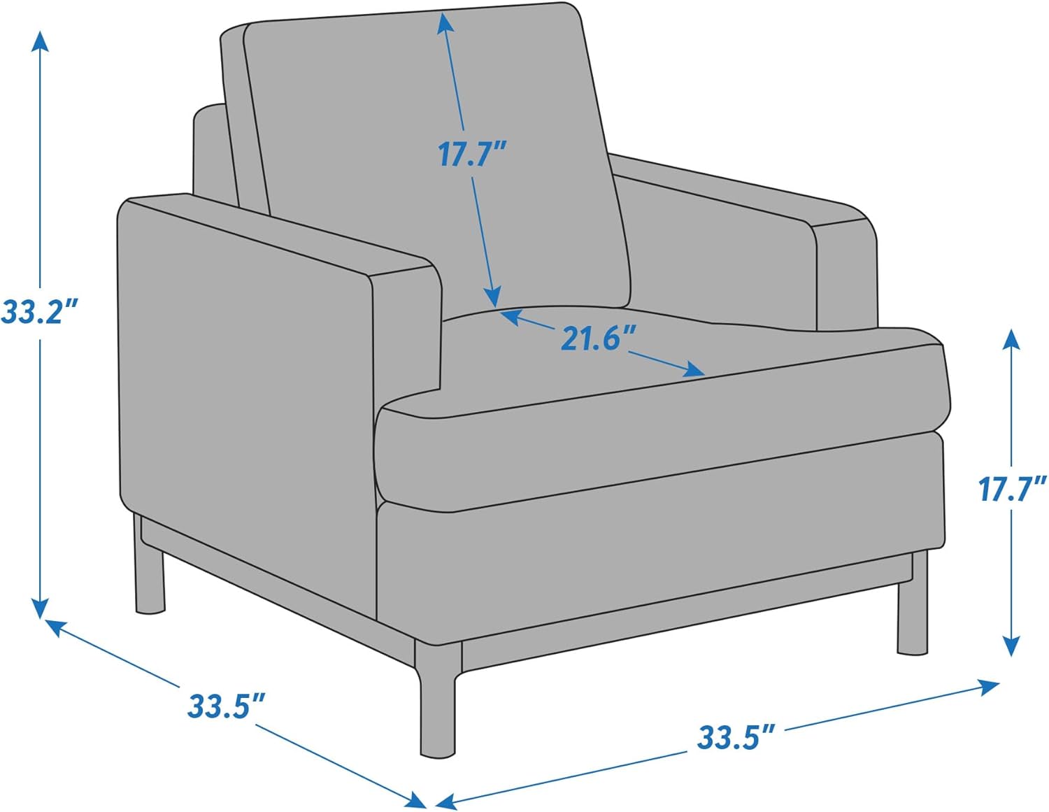 Oversized Accent Chair, Mid Century Modern Upholstered Armchair for Living Room, Comfy Chair for