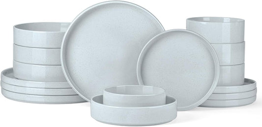 Onader Plates and Bowls Sets, 16 Pieces Stoneware Dinnerware for 4, Kitchen Dinner Dish Set with