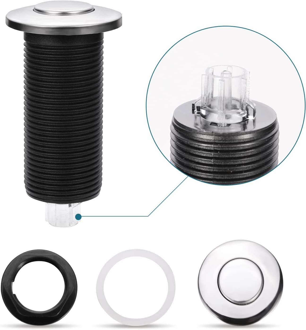 RQYEKDO Garbage Disposal Air Switch Kitchen Sink Top Long Stainless Steel Brushed Nickel Long 2.5"