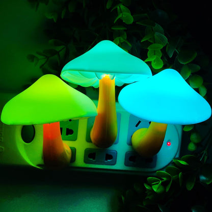 AUSAYE 3 Pack Sensor LED Night Light Plug in Lamp 7 Color Changing Mushroom Light Cute Night Lights