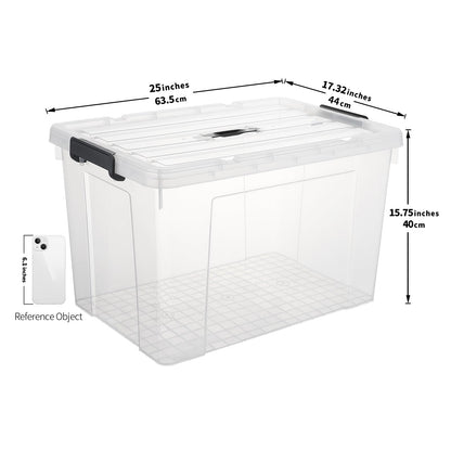 Cetomo Lidded Storage Bin with Handle, Storage Bins with Lid, Organizing Container with Secure