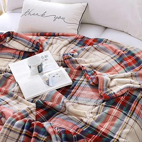 MERRYLIFE Tartan Plaid Print Throw Blanket Decorative Fleece Throw | Ultra-Plush Colorful | Couch