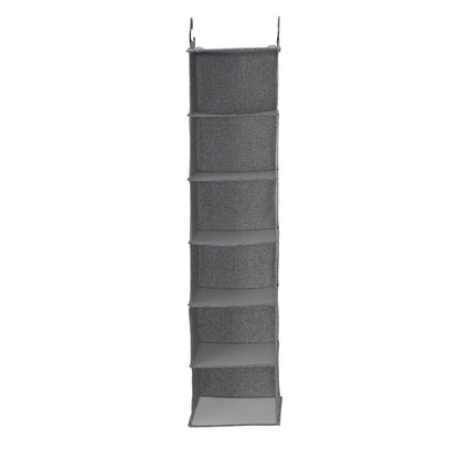 Household Essentials 6 Shelf Hanging Closet Organizer, Hanging Closet Shelf, Fabric Poly Linen and