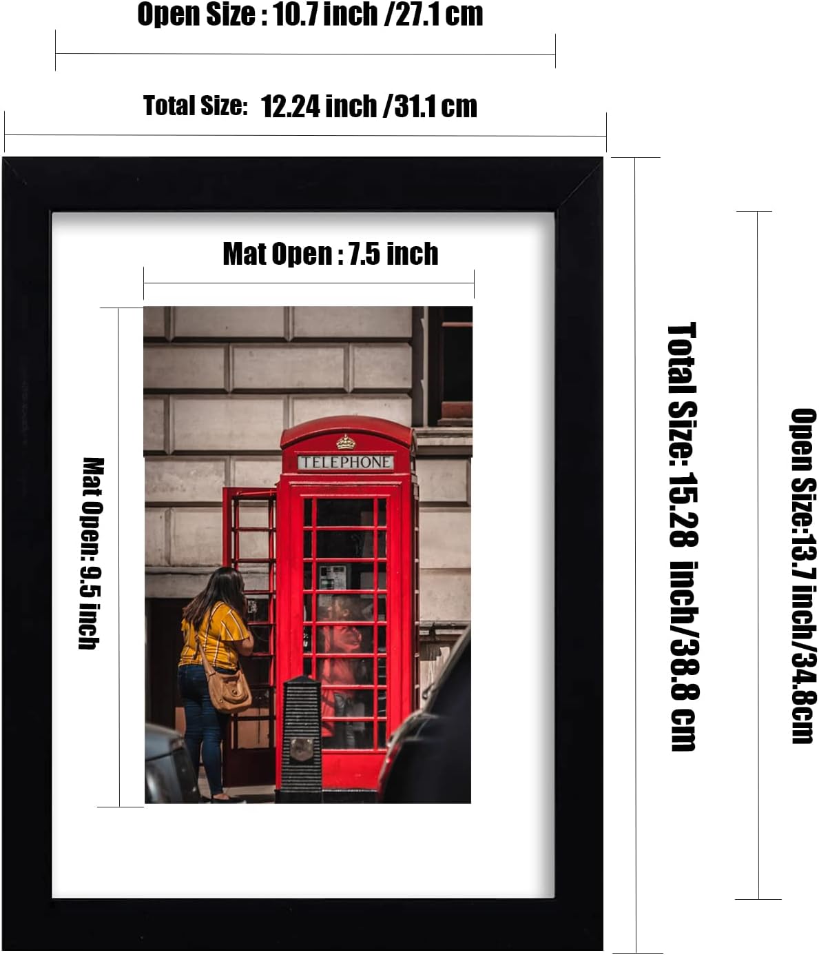 11x14 Picture Frame Set of 6, Display Pictures 8x10 with Mat or 11x14 Without Mat for Wall