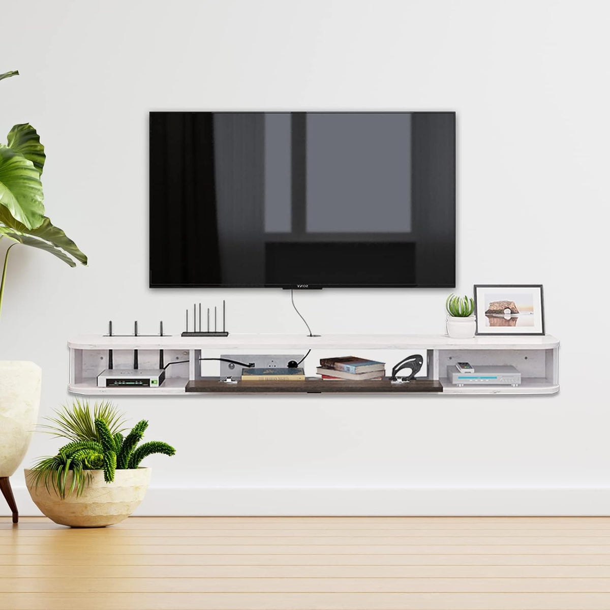 Pmnianhua Floating TV Console,63'' Wall-Mounted Media Console TV Cabinet Floating TV Stand