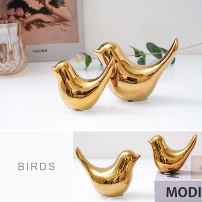 Notakia Gold Home Decor Small Birds Statues Modern Style Decorative Ornaments for Living Room