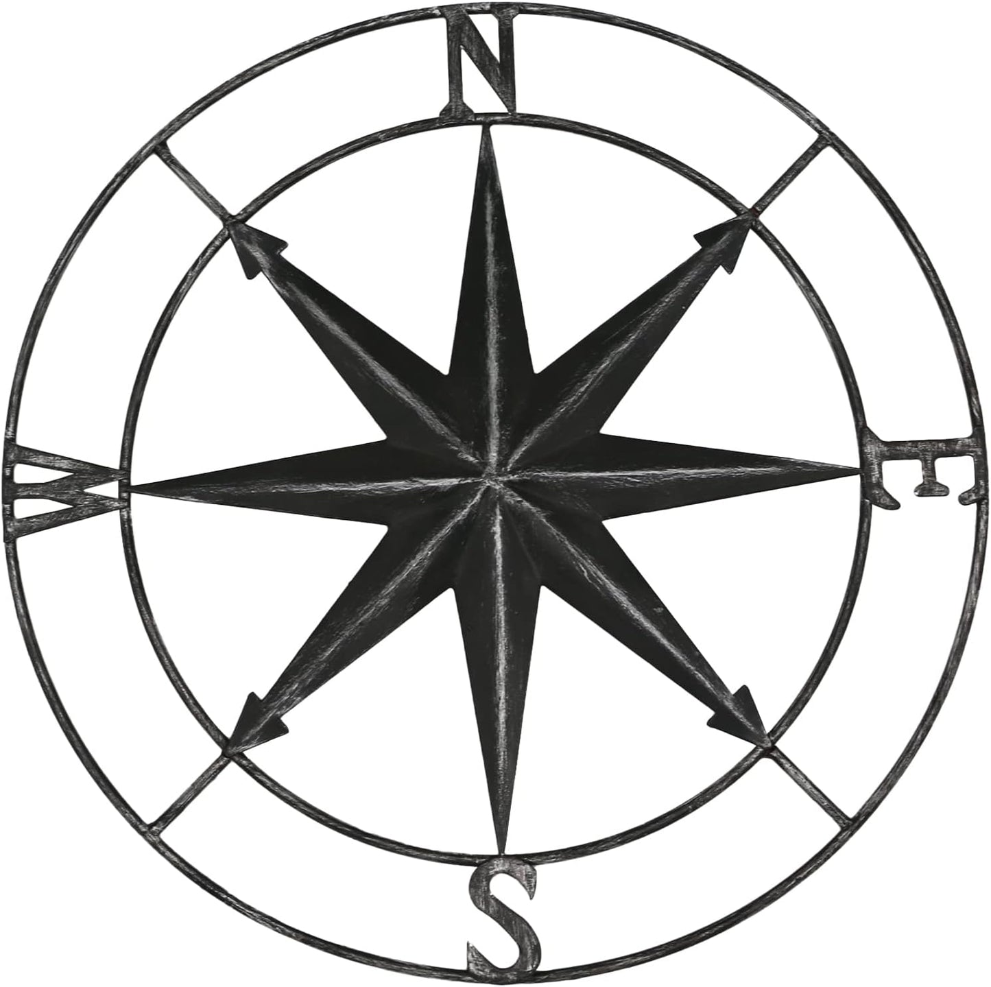 aboxoo Round Metal Compass Decorative Compass Metal Wall Art Hanging Wall Sculpture 11 Inch Black