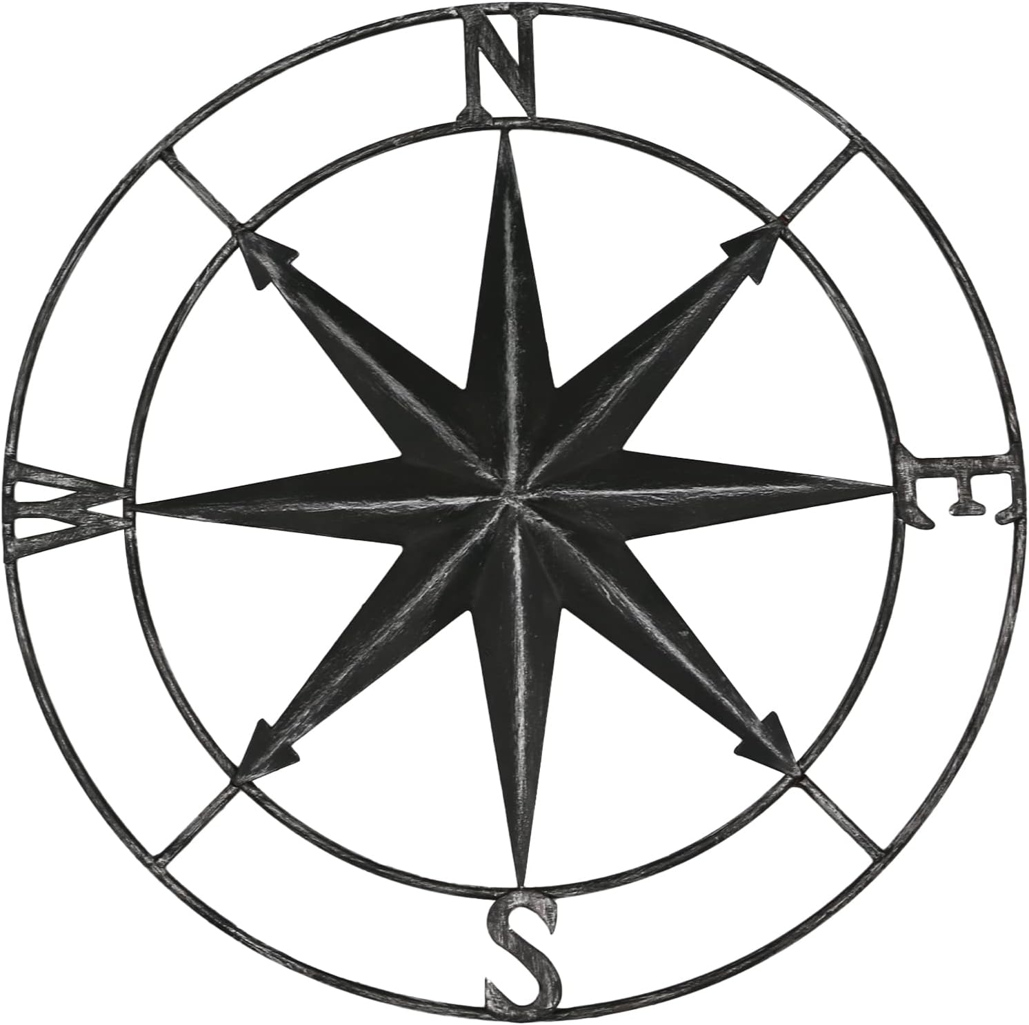 aboxoo Round Metal Compass Decorative Compass Metal Wall Art Hanging Wall Sculpture 11 Inch Black