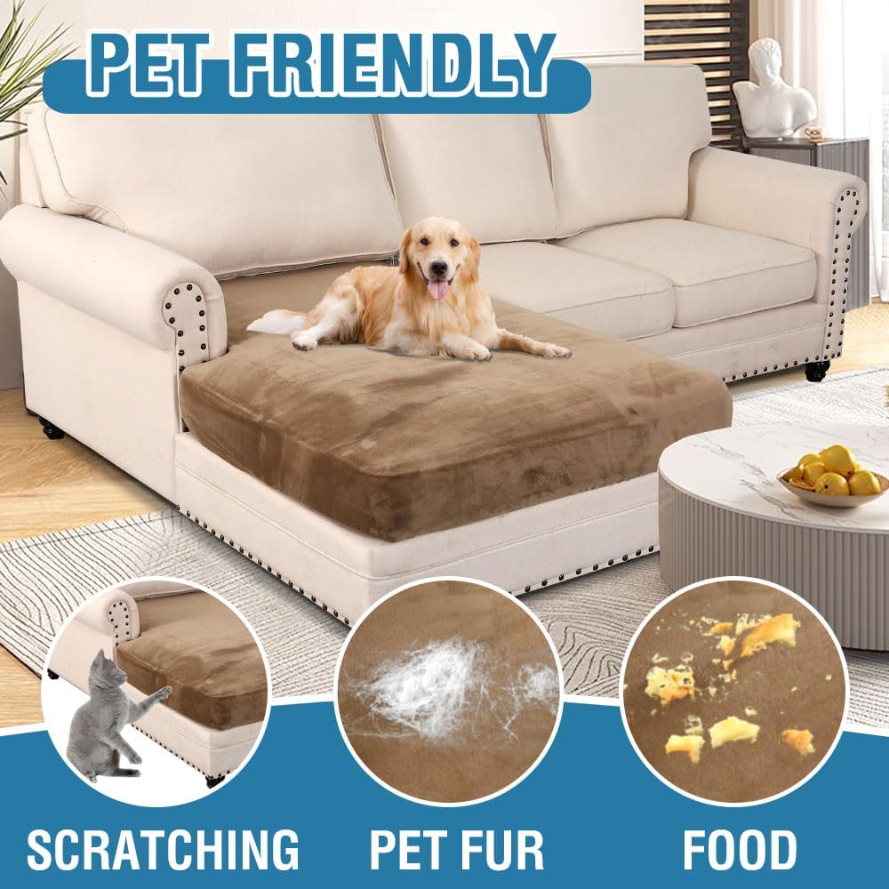 H.VERSAILTEX Velvet Stretch Individual Chaise Cover Sectional Couch Covers for L Shaped Sofa Both