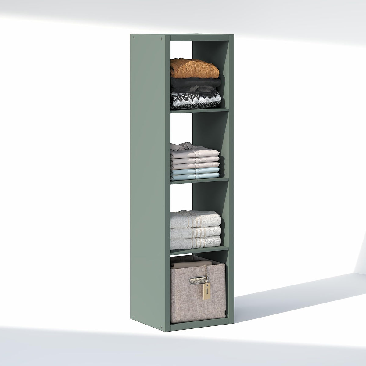 Furinno Cubic Extra Thick 4-Cube Closet Organizers and Storage, Sage Green