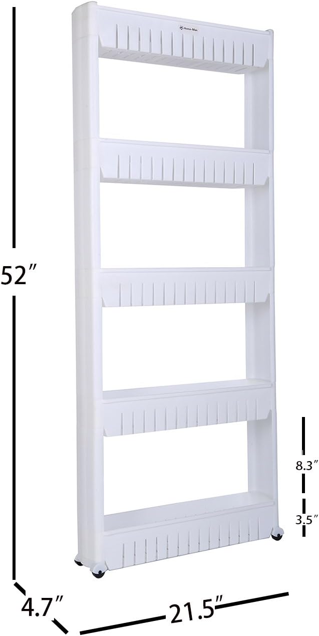 Laundry Room Organizer, Mobile Shelving Unit Organizer with 5 Large Storage Baskets, Gap Storage