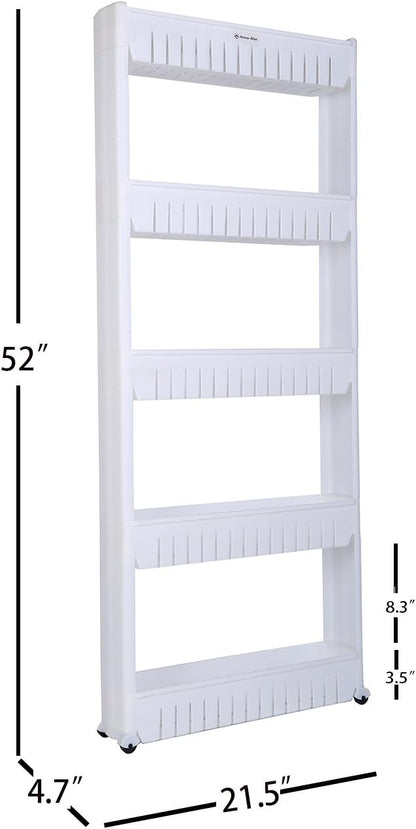 Laundry Room Organizer, Mobile Shelving Unit Organizer with 5 Large Storage Baskets, Gap Storage