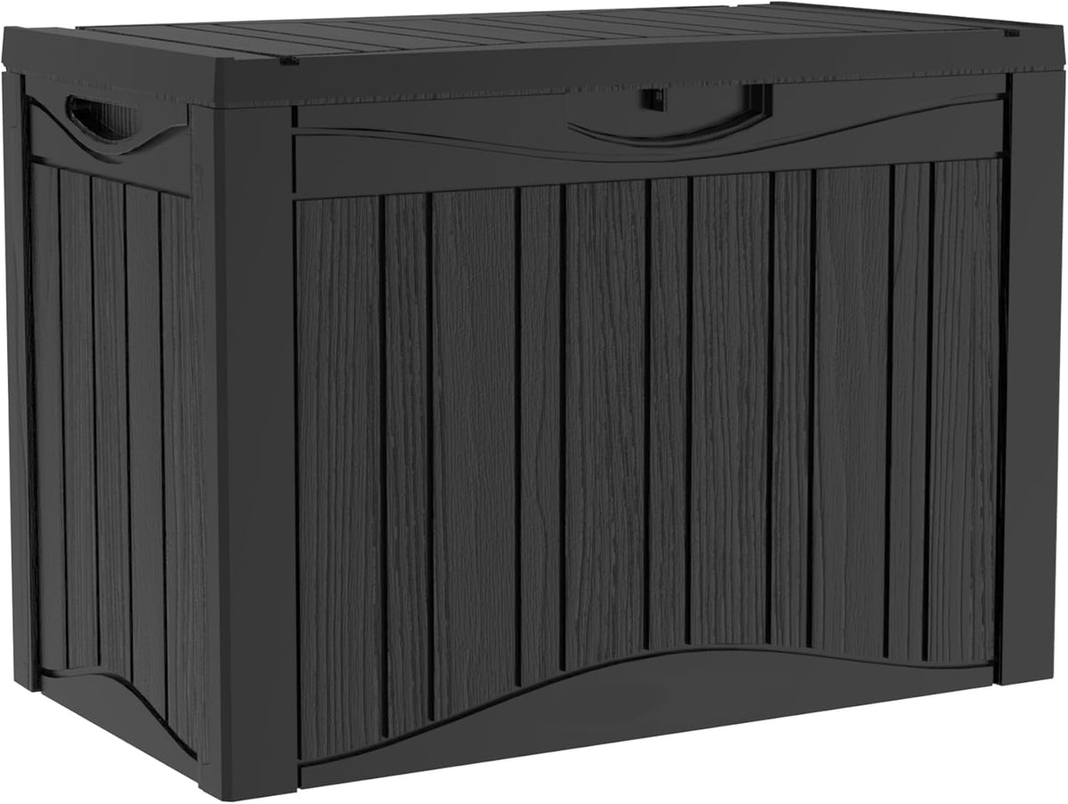 45 Gallon Lockable Resin Deck Box, Waterproof & UV-Resistant Outdoor Storage Box for Outdoor