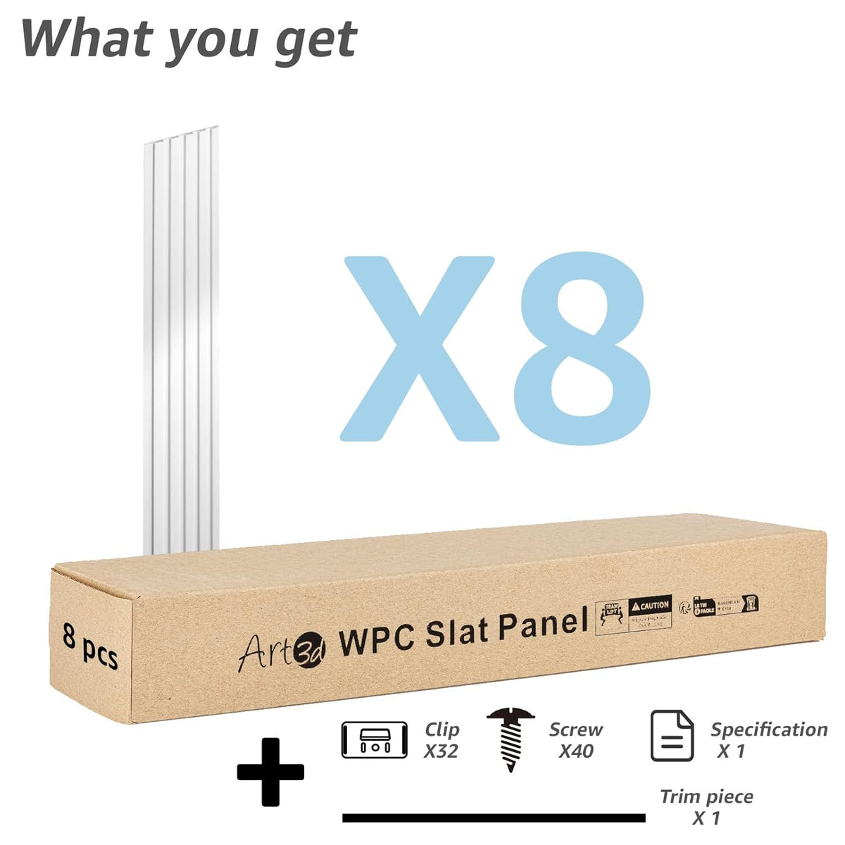 Art3d WPC Slat Wall Panels, 8-Pack 108 x 6 Inch 3D Wall Accents for Interior Wall Decor, Living