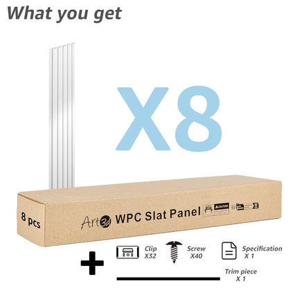 Art3d WPC Slat Wall Panels, 8-Pack 108 x 6 Inch 3D Wall Accents for Interior Wall Decor, Living
